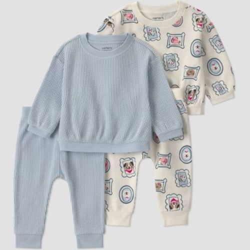 Carter's Just One You® Baby Girls' 4pc Dog Sweatshirt and Jogger Pants Set - Blue 12M