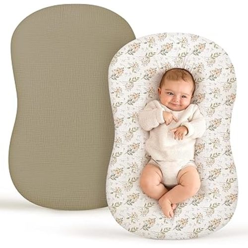 Termichy Baby Lounger Cover Muslin: Soft Cotton Slipcover for Snuggle Me Lounger - Removable & Machine Washable for Daily Use - Zipper-Free & Skin-Friendly for Newborn Girls and Boys