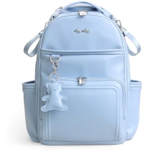 Itzy Ritzy Diaper Bag Backpack – Large Capacity Boss Plus Baby Backpack Diaper Bag Featuring 19 Pockets, Changing Pad, Stroller Clips, and Comfortable Straps (Teddy Blue)