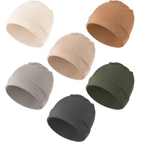 Konssy 6 Pack Baby Beanie Hats for Unisex, Toddler Beanies Baby Girl Boy Hat Warm Cap for Baby, Infant, Toddler 0-24 Months