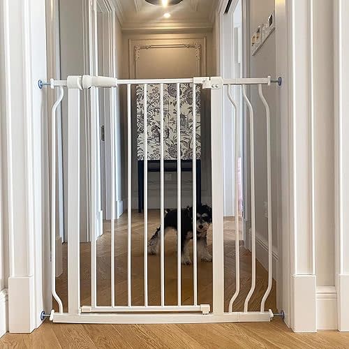 BalanceFrom Easy Walk-Thru Baby and Pet Safety Gate with Hold-Open and Auto-Close – Adjustable Steel Barrier for Stairs, Doorways, and Hallways, No Drilling Installation