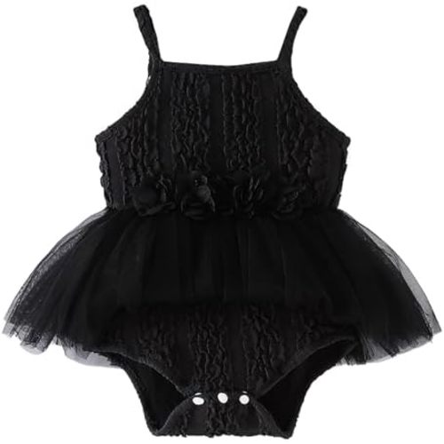 Baby Girls Romper Dress Tutu with Flower Waist Solid Color Infant Birthday Outfit Summer Baby Girl Clothes 0-24M