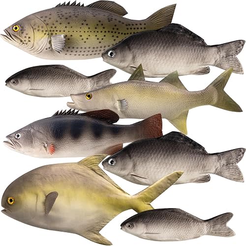 Blueweenly 8 Pcs Fake Fish Artificial Fish 6 Types Toy Lifelike Stuffed Pretend Realistic Sea Fishes Models for Photography Props Party Favor Market Display Kitchen Halloween Decor