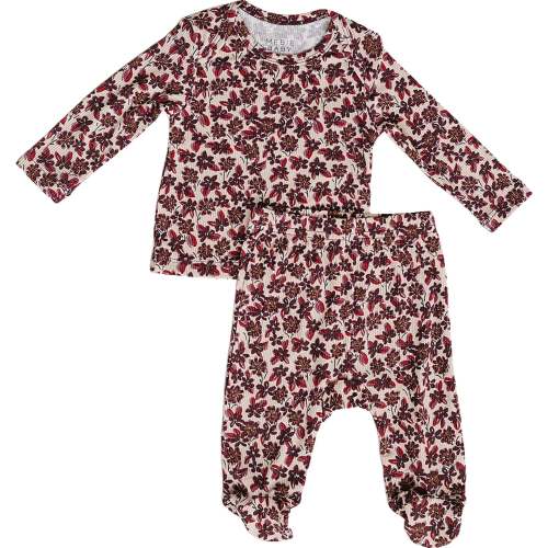 Antique Floral Ribbed Bamboo Layette Set – Mebie Baby