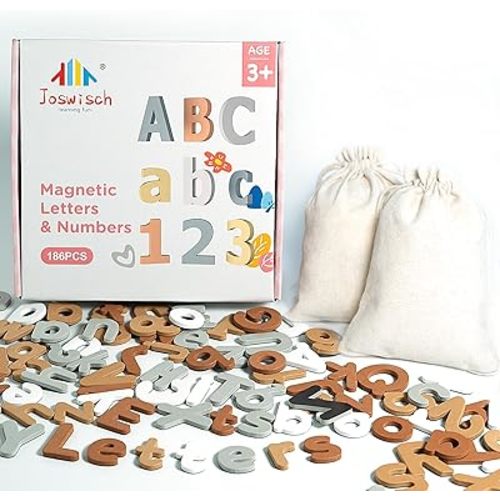 186 Pieces Magnetic Letters Numbers Alphabet Fridge Magnets ABC 123 Preschool Educational Learning Soft Color Toy Set Uppercase Lowercase Math Symbols for Toddlers Kids(Ages 3+)