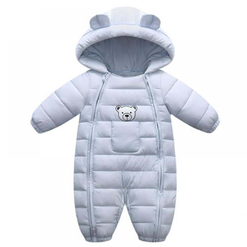 Baby Boys Girs Clothes Winter Bear Ears Hooded Rompers Thick Cotton Warm Zipped One Piece Outfit Children Snowsuit ,0-12M