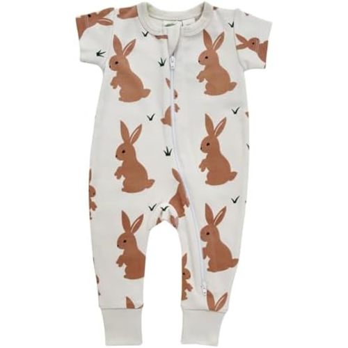 PARADE Organic Signature Print '2-Way' Zip Romper - Short Sleeve