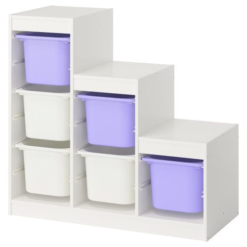 TROFAST Storage combination with boxes - white white/lilac 39x17 3/8x37 "