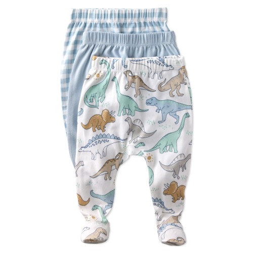 Fallon Footed Organic Cotton Assorted 3-Pack Pants, 0-3M