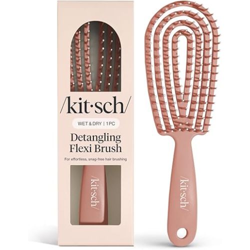 Kitsch Detangler Brush – Flexible Curly Hair Brush for Women, Men & Kids | Detangling Hairbrush with Bendable Frame and Ultra-Smooth Bristles for Wet or Dry Strands - Terracotta