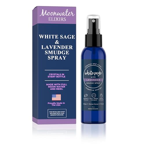 Lavender Sage Aromatherapy Spray for Spiritual Cleansing & Aura Protection, White Sage Lavender Spray - Cleansing Negative Energy & Protection, Clear Quartz Reiki Energized Aromatherapy Room Spray 4oz