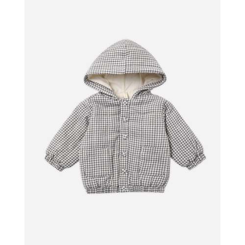 Hooded Woven Jacket Midnight Gingham – Quincy Mae