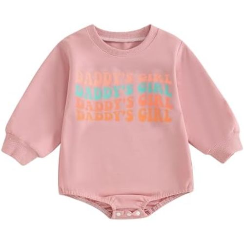 Newborn Baby Girl Romper Daddys Girl Clothes Long Sleeve Round Neck Romper Toddler Girl Outfit