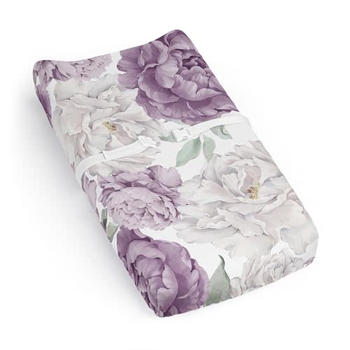Sweet Jojo Designs Lavender Purple Boho Shabby Chic Floral Girl Baby Changing Pad Cover Sheet Infant Newborn Diaper Table Change Mat Cover Lilac Violet Ivory Bohemian Vintage Garden Watercolor Nature