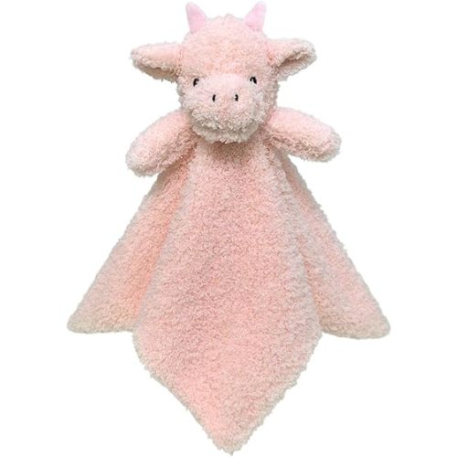 Baby Pink Dragon Soft Stuffed Animal Security Blanket, Plush Dinosaur Character Lovey Blanket, Baby Shower/Nursery Gift, Newborn Infant Toddler Snuggle Blankie for Boys Girls, 14 Inches