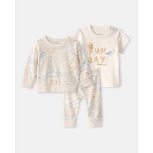 Baby 3-Piece Animal Friends Terry Layering Set - Ivory | Carter's