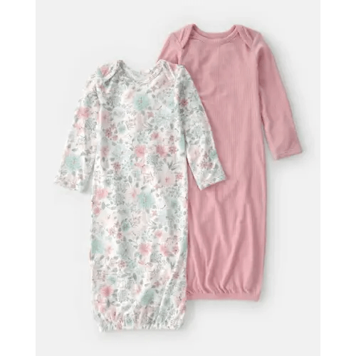 Baby Girl 2-Pack Butterfly Garden PurelySoft Sleeper Gowns - Pink | Carter's