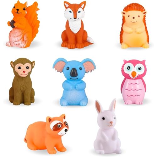 XY-WQ Bath Toys No Hole, for Infants 6-12& Toddlers 1-3, No Hole Bathtub Toys (Animal Ⅱ, 8 Pcs with Mesh Bag)