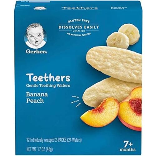 Gerber Banana Peach Teething Wafers, 6 Pack