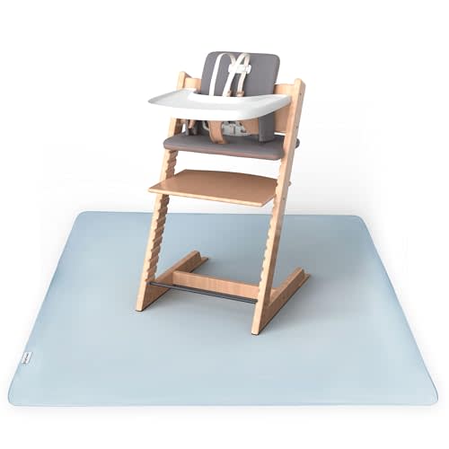 Tiny Twinkle Mess-Proof Splat Mats for Under high Chairs or Table Cover Art Projects for Baby and Toddler - Waterproof, Washable Floor or Table Splash mat 51" x 51" (Cloud Blue)