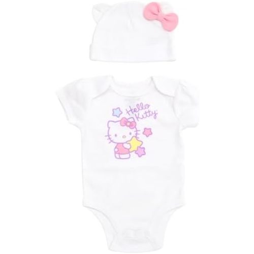 Hello Kitty Baby Girls Bodysuit and Hat Set Newborn to Infant Sizes (Newborn - 24 Months)