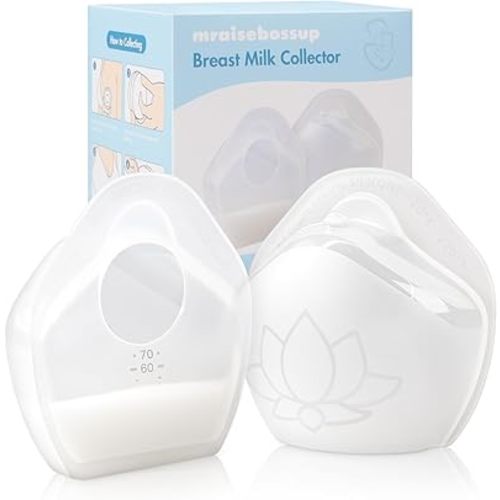 Breast Milk Collector, 2 Piece Wearable Breast Shells Milk Collector, Food Grade Silicone Milk Collectors For Breastfeeding, Collect Spilled Breastmilk Anywhere, Hands-Free Milk Collector