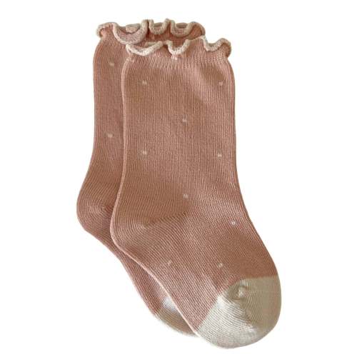 Lettuce Edge Socks, Dainty Dot Peach Blush