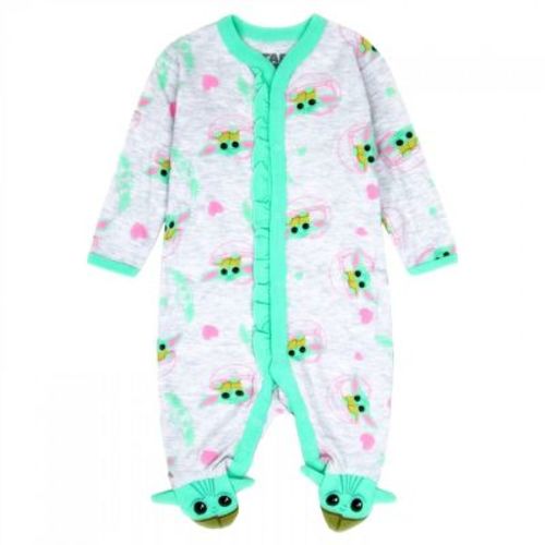 Kids Star Wars Grogu Smiles All Over Print Footed Pajamas