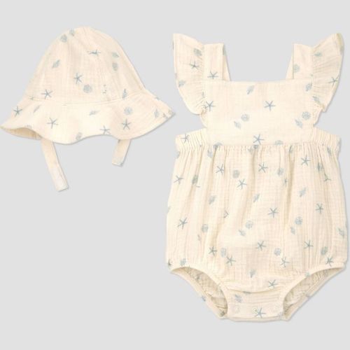 Carter's Just One You® Baby Girls' Seashell Bubble Romper and Hat Set - Ivory Newborn