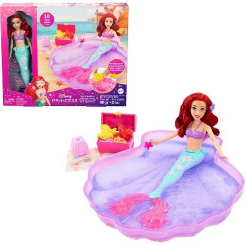 Disney Princess 12.7" Ariel Doll Red Hair/Blue Eyes and Pool Set with Moldable Sand Inspired by Disney the Little Mermaid