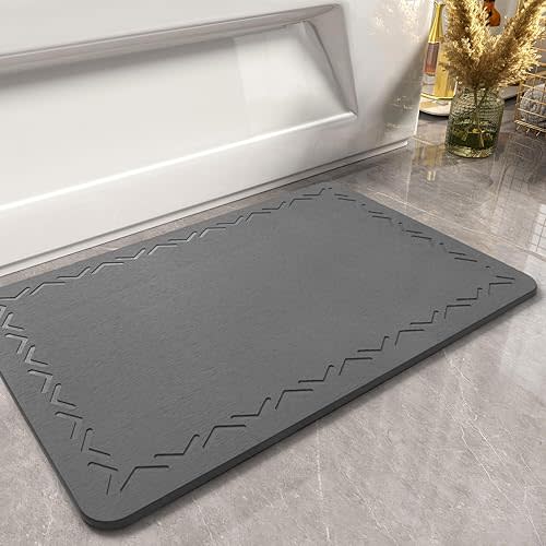 AMOAMI-Stone Bath Mat for Bathroom-Quick Dry Diatomaceous Earth Stone Bathroom Mat-Super Absorbent Bathmat-Diatomite Bath Stone Drying Mat for in Front of Sink Bathtub Shower Room