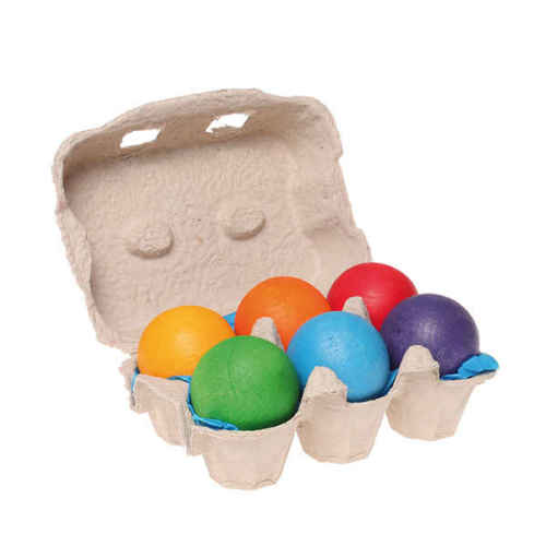 Grimm's Wooden Toys | Six Wooden Rainbow Balls