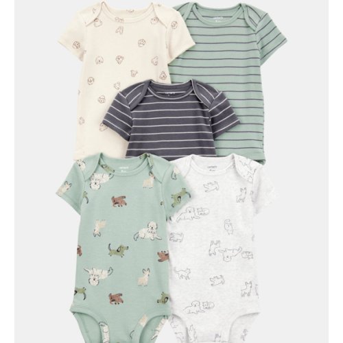 Baby Boy 5-Pack Dog Short-Sleeve Cotton Bodysuits | Carter's