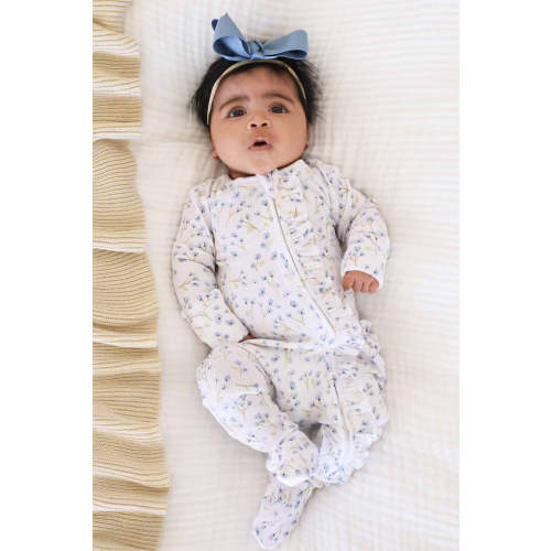 Blake's Blooms Bamboo Waffle Ruffle Zipper Footie