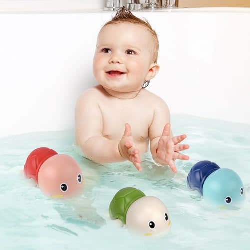 TYJHAFN Baby Bath Toys-Wind up Turtle Bathtub Toys,Toy for Babies 6-12 Months, Mold Free Bath Toys Baby Shower Bathtime Fun Pool Toys for Toddlers,Gift for 1 2 3 4 Year Old Boys Girls