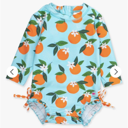 Novelty Long Sleeve One Piece Rash Guard Swim Suit with Ruffles