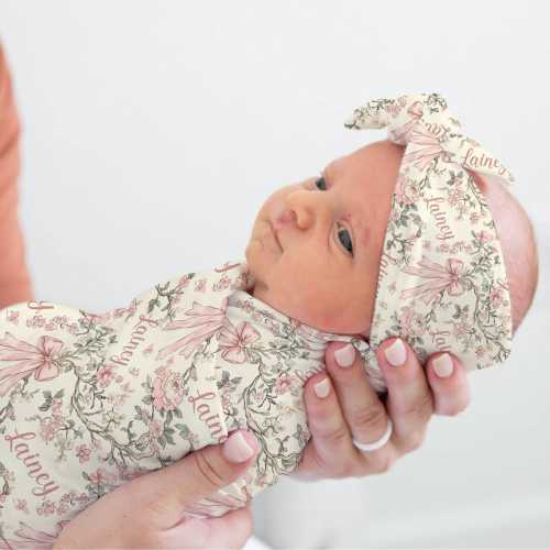 Coquette Blanket Floral Personalized Blanket Baby Girl Vintage Floral Baby Blanket Custom Baby Gift Girl Baby Shower Gift New Baby Mom Gift