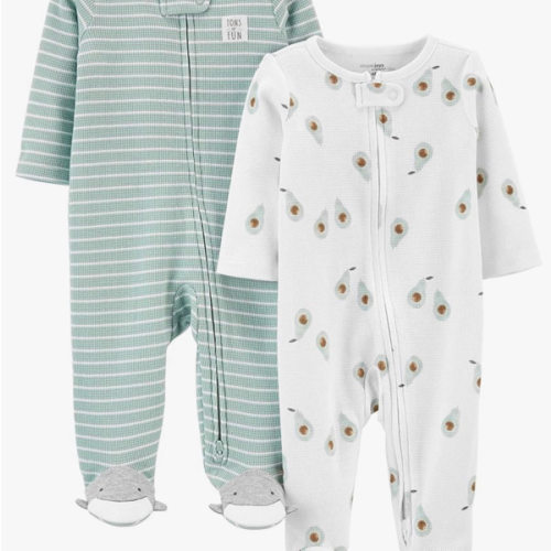 Simple Joys by Carter's Unisex Baby 2-way Zip Thermal Footed Sleep and Play, Pack of 2