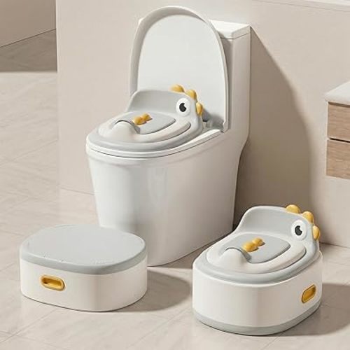 Toddler Potty Toilet for Baby 3-in-1 Training Seat, Potty Chair for kids Portable Removable Seat with Sturdy Step Stool, Splash Guard & Comfortable Backrest, Bowl Easy to Clean