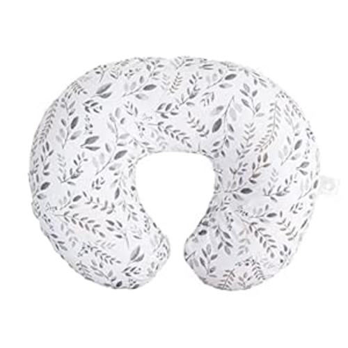Boppy Original Nursing Pillow, Gray Taupe Leaves, Ergonomic Nursing Essentials for Bottle and Breastfeeding, Firm Fiber Fill, with Removable Pillow Cover, Machine Washable