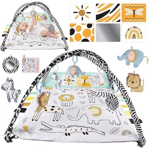 TOY Life High-Contrast Baby Play Gym and Tummy Time Mat, Newborn+