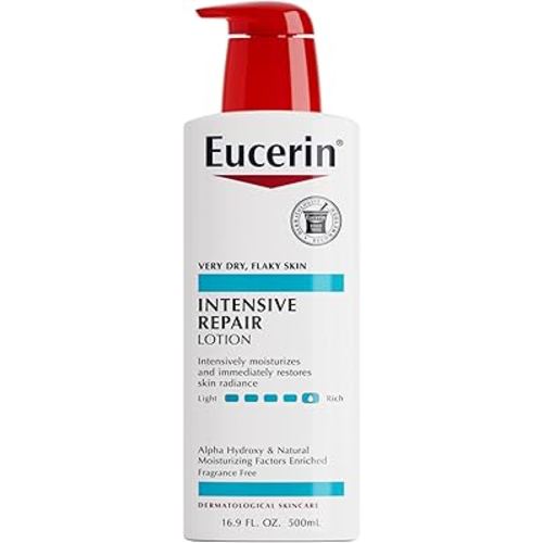 Eucerin Intensive Repair Body Lotion for Dry Skin with Alpha Hydroxy, Body Moisturizer for Very Dry Skin, Moisturizes, Exfoliates and Conditions, Fragrance Free and Paraben Free, 16.9 Fl Oz Bottle