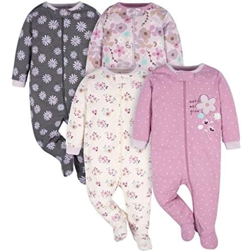 Gerber Baby Girls 4-Pack Sleep 'N Play Footie