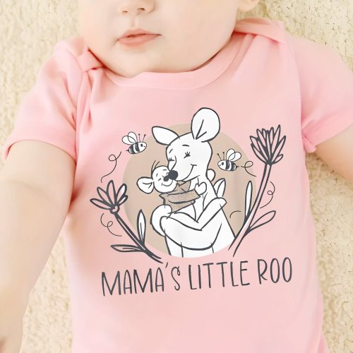 Mama's Little Roo Pink Baby Onesie - Adorable Short-Sleeved Romper Featuring Whimsical Kangaroo Design with Bees and Flowers, Perfect for Newborns and Infants - Ideal Gift for Baby Showers and Mothers Day