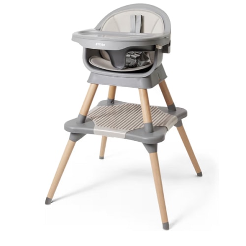 5-in-1 High Chair for Baby & Toddler - Convertible Baby Dining Seat - Portable Floor/Booster Seat - Adjustable Tray w. Cover - 5-Point Harness - Building Block Table & Chair - Stool (Gray)