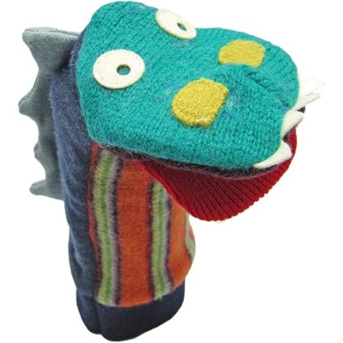 Cate & Levi - Hand Puppet - Premium Reclaimed Wool - Handmade in Canada - Machine Washable (Dinosaur)
