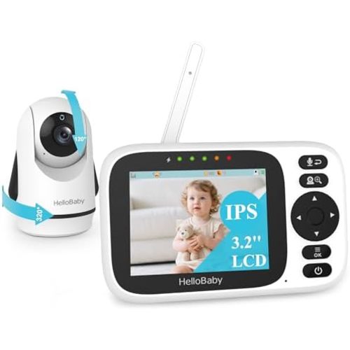 HelloBaby Baby Monitor No WiFi with 3.2 Inch Screen - Pan Tilt Zoom Camera