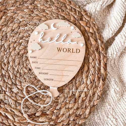 Hello World Balloon Birth Announcement Sign | Newborn Name Announcement | Hospital Photo Prop | Baby Shower Gift