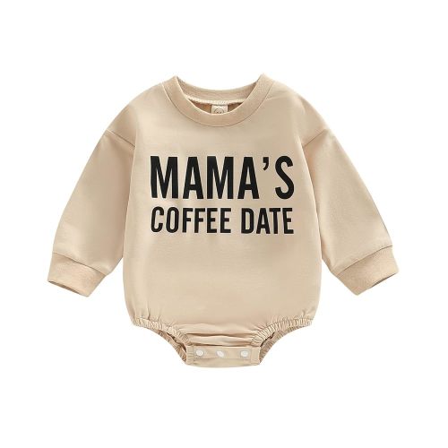 Kuriozud Newborn Baby Boy Girl Bubble Romper Funny Letter Long Sleeve Oversized Sweater Tops Fall Winter Clothes
