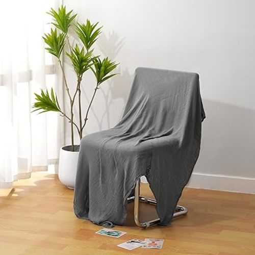 Muslin Swaddle Blanket, 100% Viscose Made from Bamboo Solid Gray Unisex Swaddle Wrap, Soft Silky Muslin Blankets Neutral Receiving Blanket for Newborn, Large Size 47''x47''